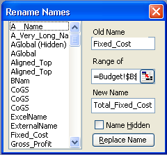 Rename Named Ranges